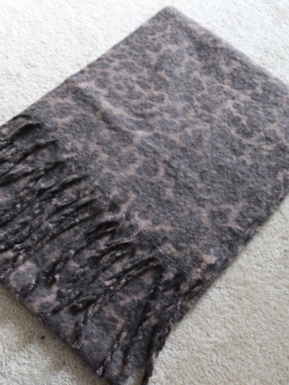 GAP Brown and Black Leopard-Print Fringe Scarf